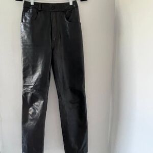 🔥 Giorgio Milenti Black Leather Pants – Size 26 Waist 🔥